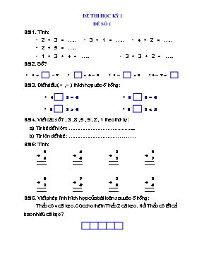 4 Đề thi học kỳ 1 môn Toán Lớp 1